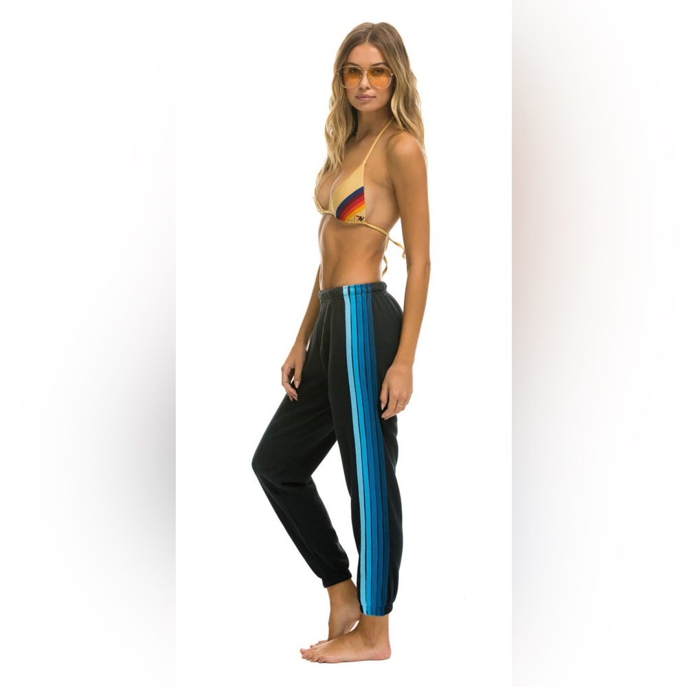 AVIATOR NATION 5 STRIPE SWEATPANTS - CHARCOAL // BLUE